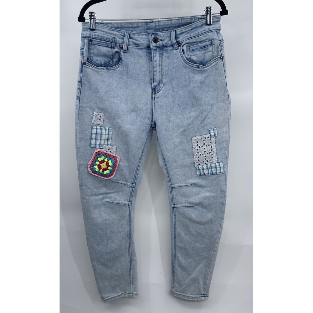 Wiya Sophie Medium Light Blue Patch Work Embroidered Patch Boho‎ Women's Jeans
